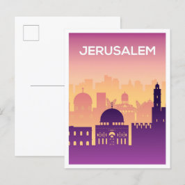 Postal Ilustracion de viajes de arte de Jerusalén