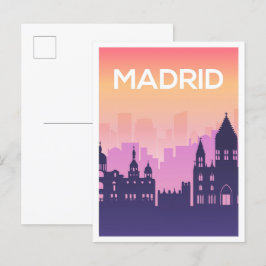 Postal Ilustracion de Viajes de Arte de Madrid España