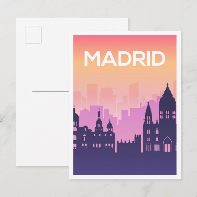 Postal Ilustracion de Viajes de Arte de Madrid España (Anverso / Reverso)