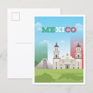 Postal Ilustracion de Viajes de Arte de México