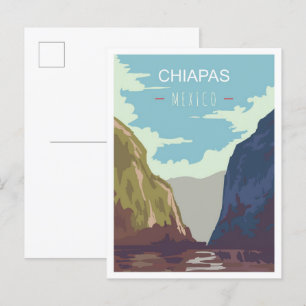 Postal Ilustracion de Viajes de Arte de México en Chiapas