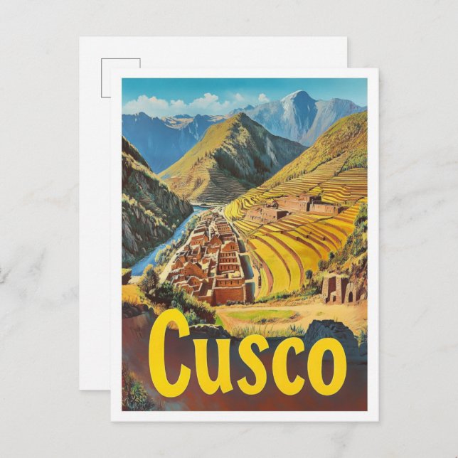 Postal Ilustracion de Viajes de Arte de Perú Cusco (Anverso / Reverso)