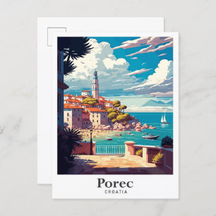 Postal Ilustracion de viajes de arte de Porec Croatia