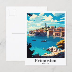Postal Ilustracion de viajes de arte de primera clase de 