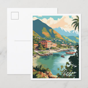 Postal Ilustracion de viajes de arte de Roseau Dominica