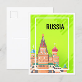 Postal Ilustracion de viajes de arte de Rusia en Moscú