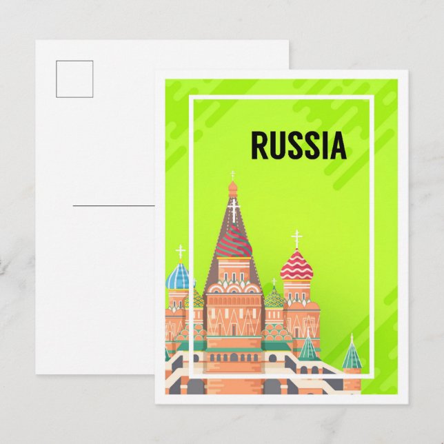 Postal Ilustracion de viajes de arte de Rusia en Moscú (Anverso / Reverso)