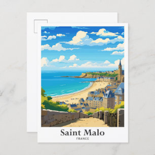 Postal Ilustracion de Viajes de Arte de Saint Malo France