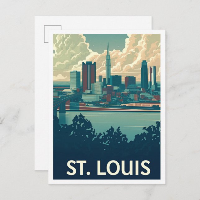 Postal Ilustracion de Viajes de Arte de San Luis Missouri (Anverso / Reverso)