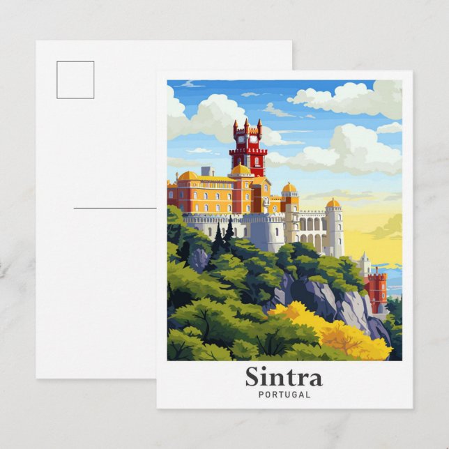 Postal Ilustracion de Viajes de Arte de Sintra Portugal (Anverso / Reverso)