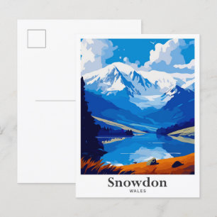 Postal Ilustracion de viajes de arte de Snowdon Gales