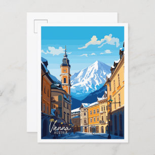 Postal Ilustracion de Viajes de Arte de Viena