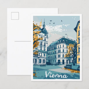 Postal Ilustracion de Viajes de Arte de Viena