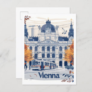 Postal Ilustracion de Viajes de Arte de Viena