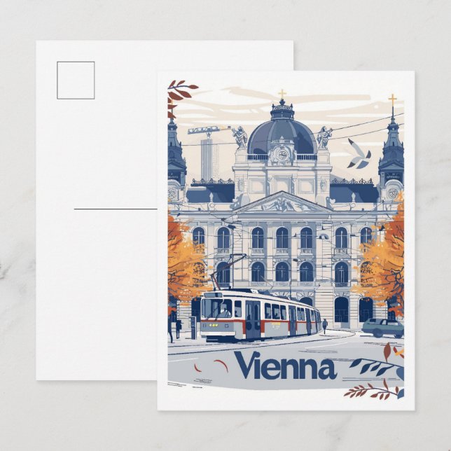 Postal Ilustracion de Viajes de Arte de Viena (Anverso / Reverso)