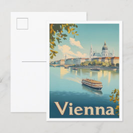 Postal Ilustracion de Viajes de Arte de Viena