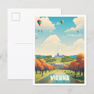 Postal Ilustracion de Viajes de Arte de Viena