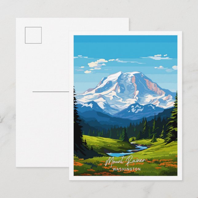 Postal Ilustracion de viajes de arte del Monte Rainer Was (Anverso / Reverso)