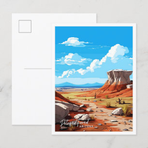 Postal Ilustracion de viajes de arte Petrified Forest Ari