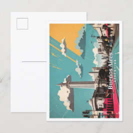 Postal Ilustracion de viajes de arte pop argentino de Bue