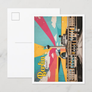 Postal Ilustracion de viajes de arte pop de Alemania en B