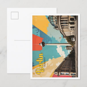 Postal Ilustracion de viajes de arte pop de Alemania en B