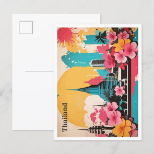 Postal Ilustracion de viajes de arte pop de Bangkok Taila