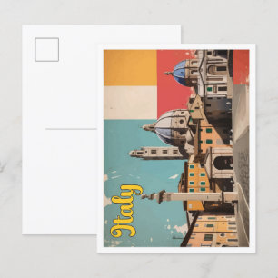 Postal Ilustracion de viajes de arte pop de Italia