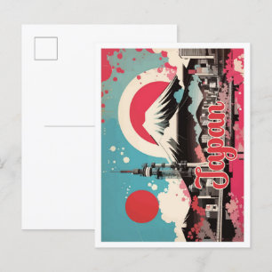 Postal Ilustracion de viajes de arte pop de Japón