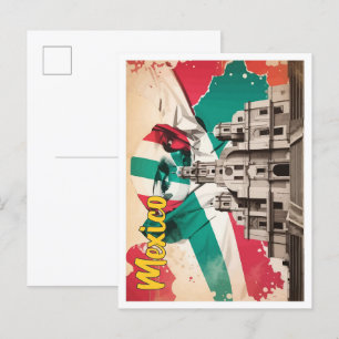 Postal Ilustracion de viajes de arte pop de México
