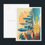 Postal Ilustracion de viajes de arte pop de Miami Florida<br><div class="desc">Ilustracion de viajes de arte pop de Miami Florida</div>