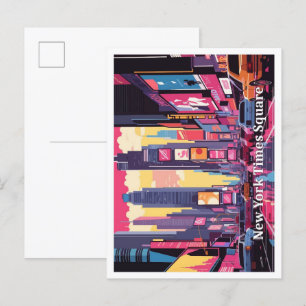 Postal Ilustracion de viajes de arte pop en New York Time