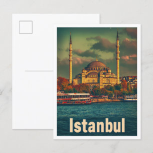Postal Ilustracion de viajes de arte turco por Estambul