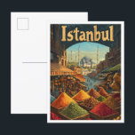 Postal Ilustracion de viajes de arte turco por Estambul<br><div class="desc">Estambul Turquía Art Vintage lugar de viaje ilustracion</div>