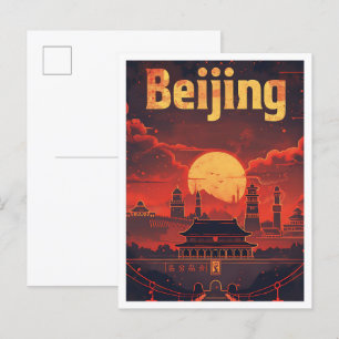 Postal Ilustracion de viajes de arte ventilado de Beijing