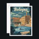 Postal Ilustracion de Viajes de Arte Vintage de Bolonia I<br><div class="desc">Bolonia Italia Art Vintage lugar de viaje ilustracion</div>