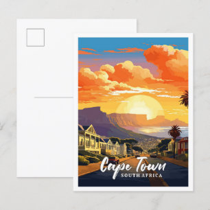 Postal Ilustracion de viajes de arte vintage de Ciudad de