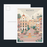 Postal Ilustracion de Viajes de Arte Vintage de Madrid Es<br><div class="desc">Madrid España Art Vintage lugar de viaje ilustracion</div>