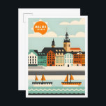 Postal Ilustracion de Viajes de Arte Vintage de Malmo Sue<br><div class="desc">Malmo Suecia Art Vintage lugar de viaje ilustracion</div>
