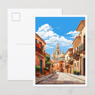 Postal Ilustracion de Viajes de Arte Vintage de Murcia Es