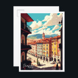 Postal Ilustracion de Viajes de Arte Vintage de Pamplona<br><div class="desc">Pamplona España Art Vintage ilustracion</div>