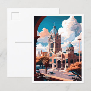 Postal Ilustracion de Viajes de Arte Vintage de San Anton