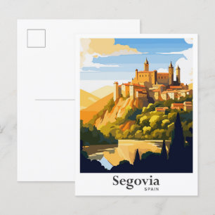 Postal Ilustracion de Viajes de Arte Vintage de Segovia E