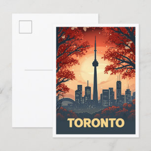 Postal Ilustracion de viajes de arte vintage de Toronto C