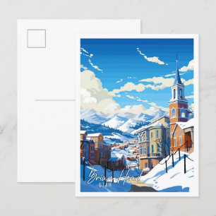 Postal Ilustracion de viajes de Brian Head Utah