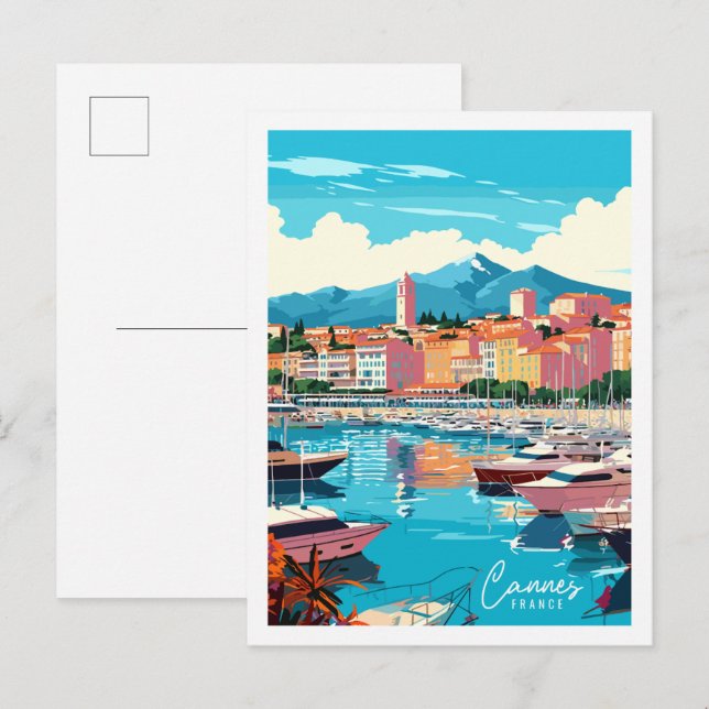 Postal Ilustracion de viajes de Cannes France (Anverso / Reverso)