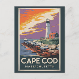 Postal Ilustracion de viajes de Cape Cod Massachusetts