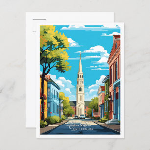 Postal Ilustracion de viajes de Charleston South Carolina