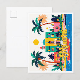 Postal Ilustracion de viajes de cosecha abstracta de Miam