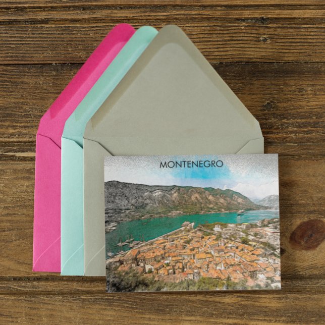 Postal Ilustracion de viajes de época de Montenegro (montenegro kodor bay postcard)